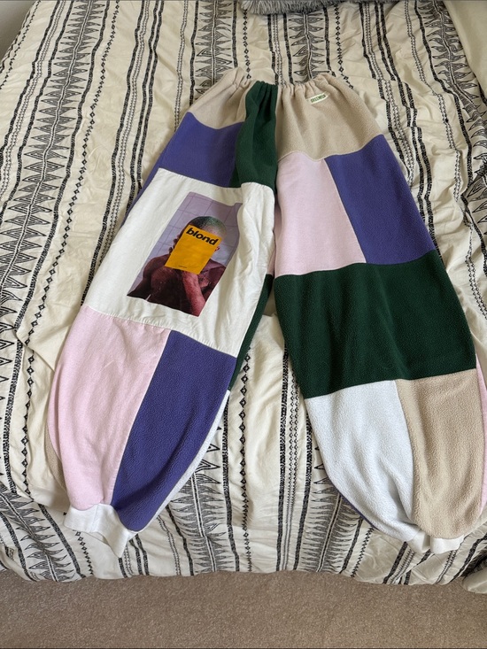 Pants - Greenworld Colorblock Fleece Joggers with frank ocean patch